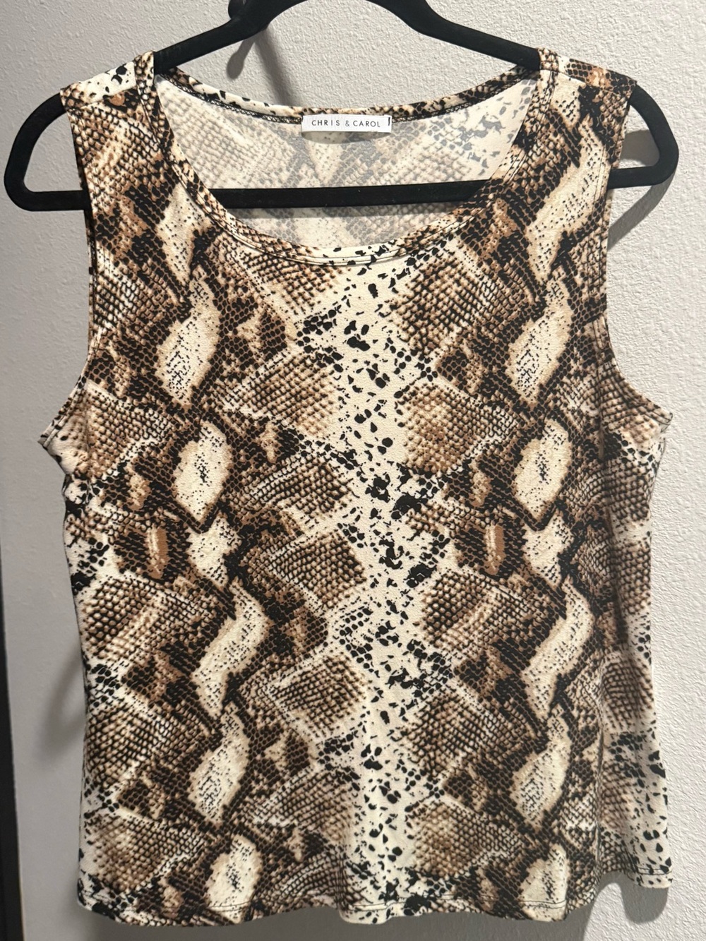Chris & Carol Neutral Brown Snake-Print Sleeveless Tank